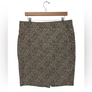 J. Crew | Brown Black Animal Leopard Print Midi Pencil Skirt Lined 12
